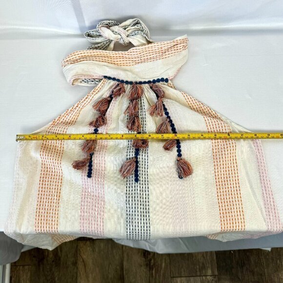 Anthropologie THML Embroidered Tassel Front Button & Tie Back Top Size Small - Picture 10 of 11
